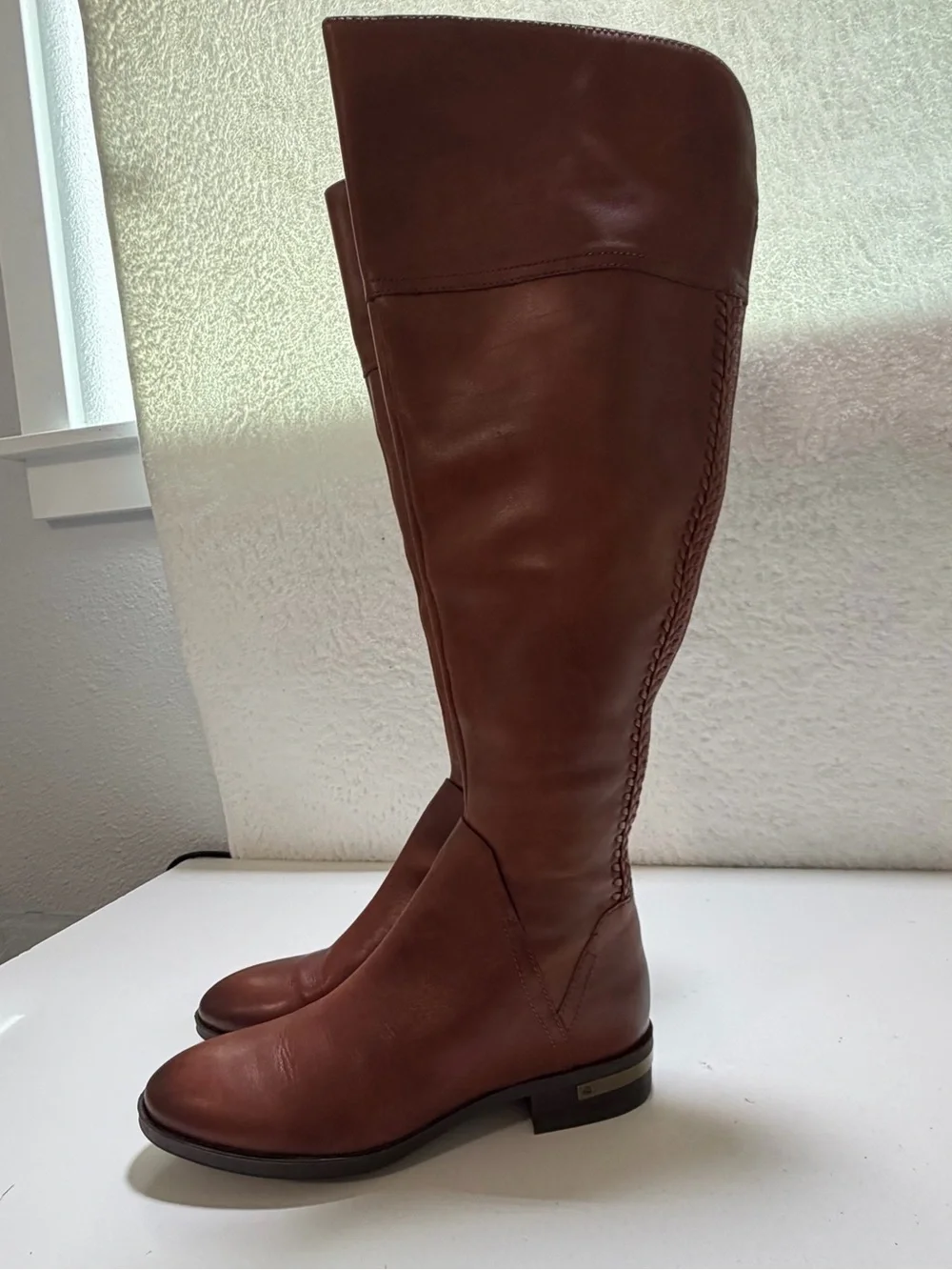 Vince Camuto Bendra Brown Leather Over the Knee Riding Boots Size 6.5